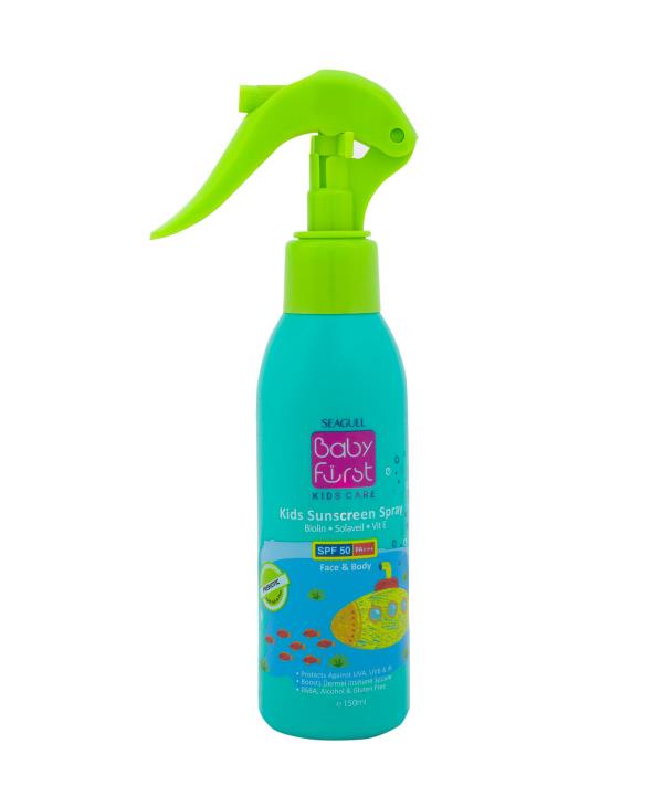 اسپری ضد آفتاب کودکان SPF 50 بیبی فرست Baby First حجم 150 میلی‌لیتر Seagull Kids Sun screen Spray SPF50